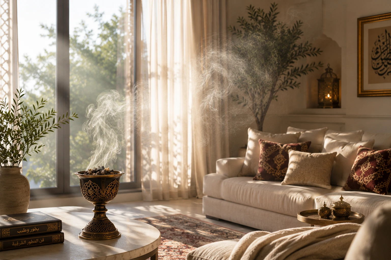 Bukhoor fragrance filling a fresh airy room